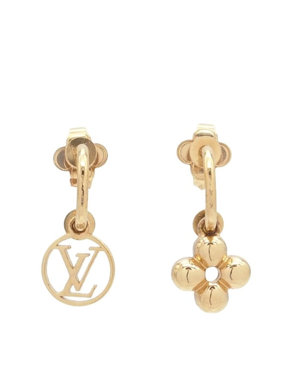 Louis Vuitton Earrings Blooming Gold LV Circle Monogram Flower